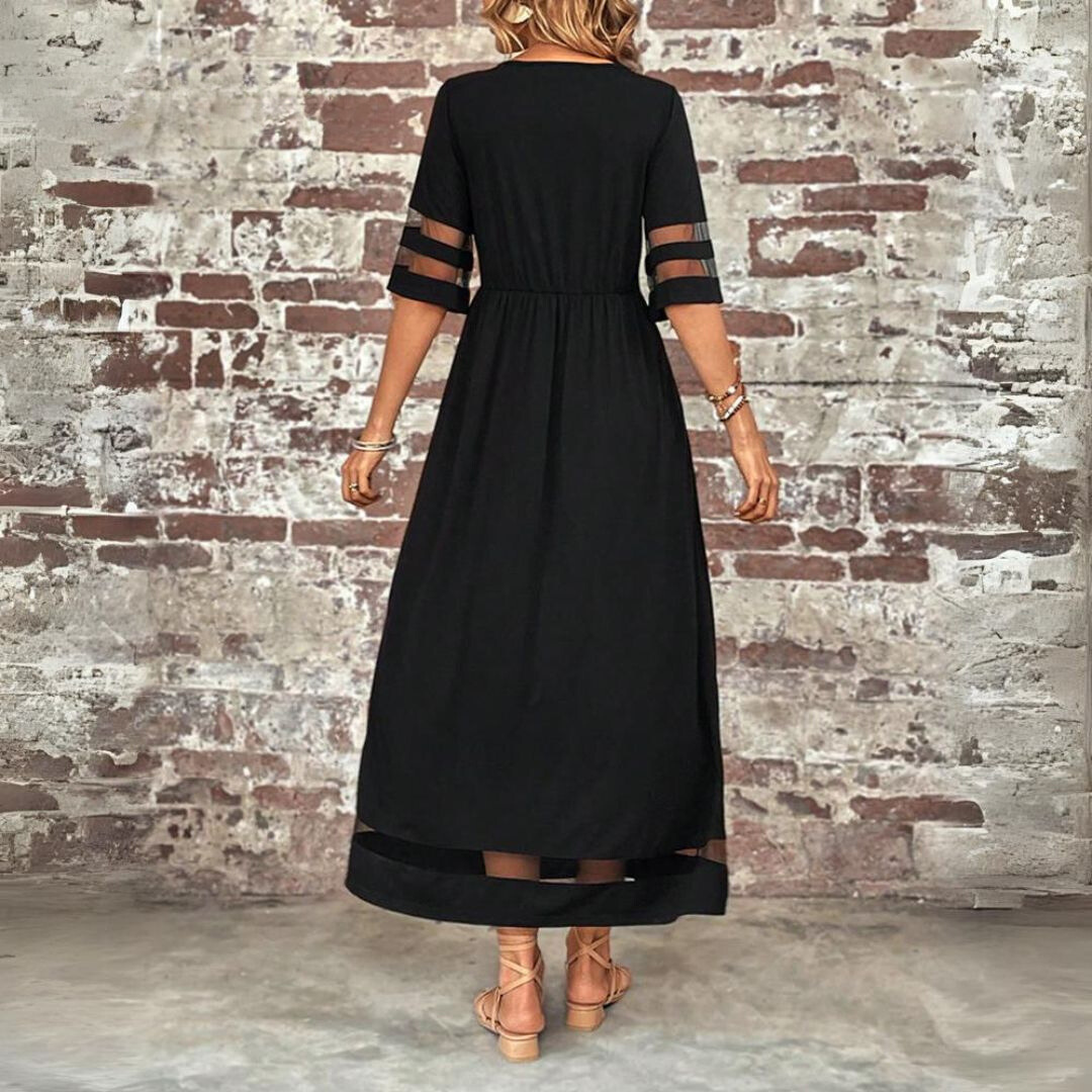 Vestido midi fluido y elegante para mujer. Prenda cómoda y con caída que realza la figura. Moda de primavera-verano.