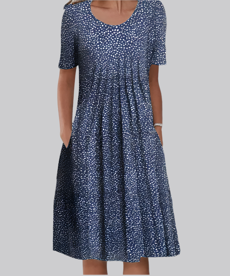 Vestido largo fluido para mujer, con escote en V y hermoso estampado floral. Cómodo y fresco para el día a día.