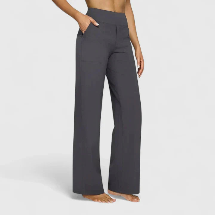 Versátiles pantalones de mujer, corte recto y bolsillos, moda cómoda y diaria.