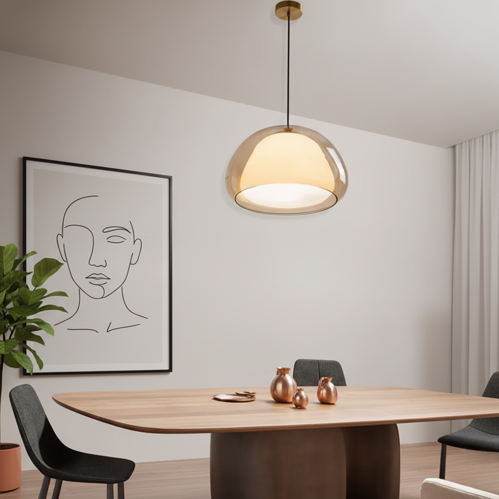 Diseño de cúpula elegante en esta lámpara colgante ajustable, perfecta para decoración.