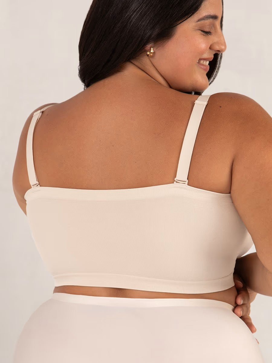 Cómodo sujetador bandeau liso sin tirantes para mujer, sin aros, ideal para el día a día.