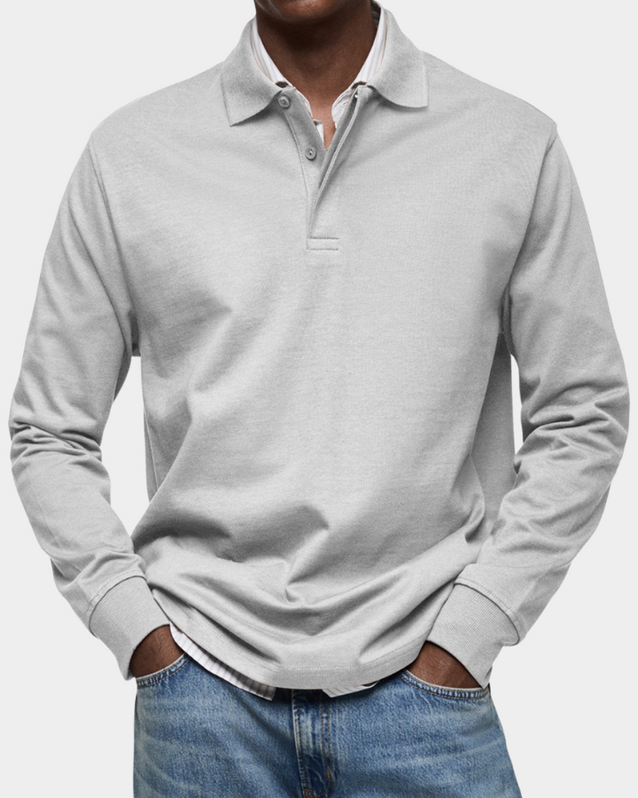 Polo de manga larga para hombre, diseño clásico y duradero. Comodidad para el día a día, ideal para ropa masculina versátil.