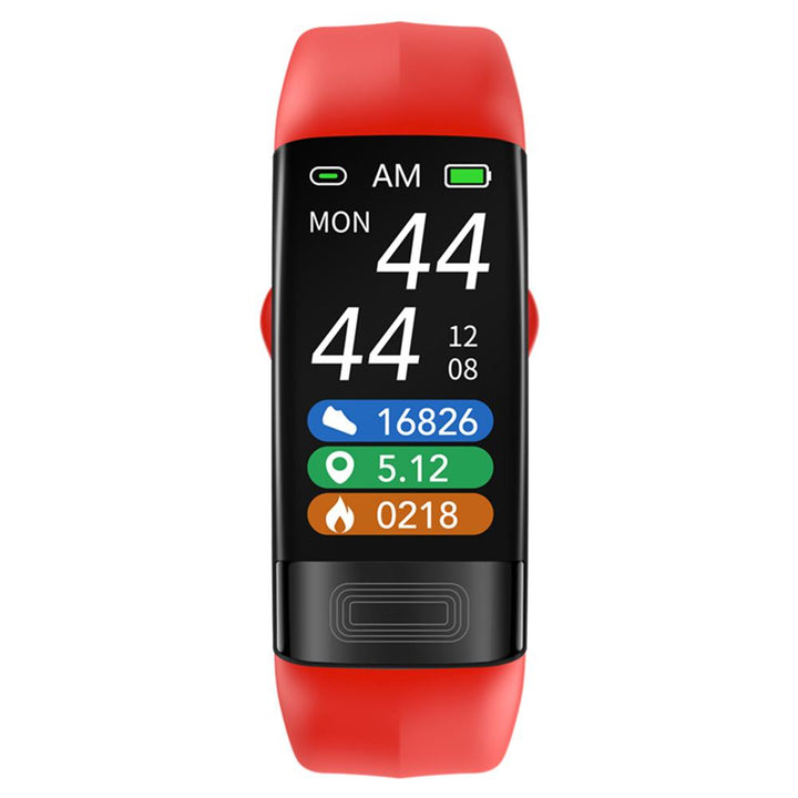 Pulsera inteligente wearable en la muñeca, ideal para monitoreo de fitness, sueño y bienestar diario.