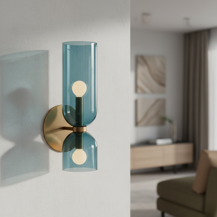Aplique de pared minimalista LED con doble luz, diseño moderno para sala de estar.
