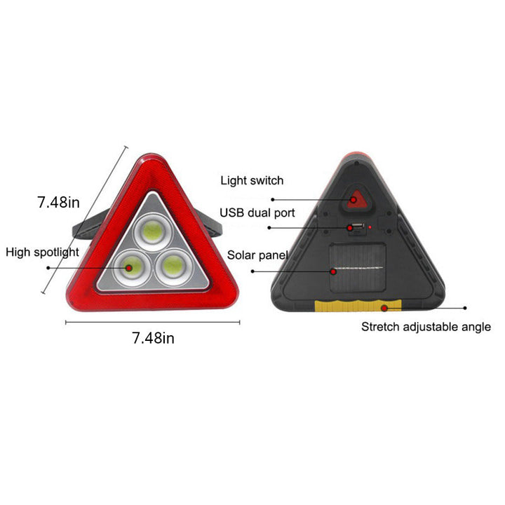 Linterna portátil LED recargable para camping, con luz de emergencia para coche y carga solar.