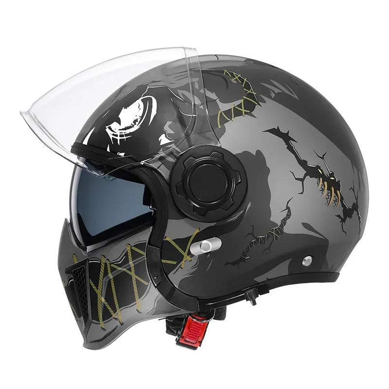 Accesorios moto: Casco modular de alta protección, certificaciones DOT ECE para seguridad.