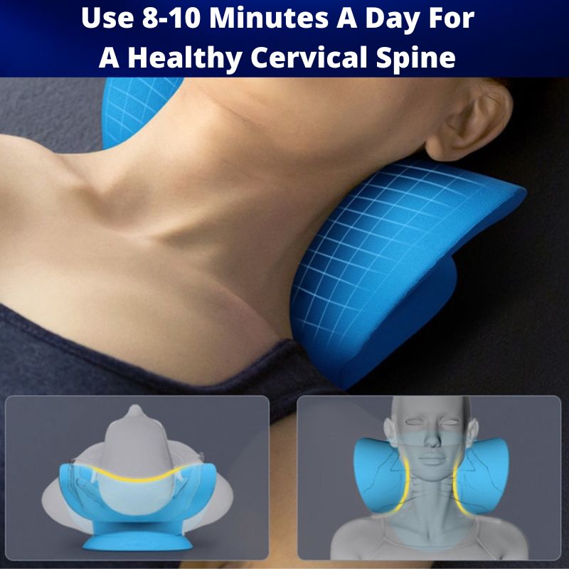 Almohada de tracción cervical para rigidez y dolor de cuello, ofrece soporte y alineación.
