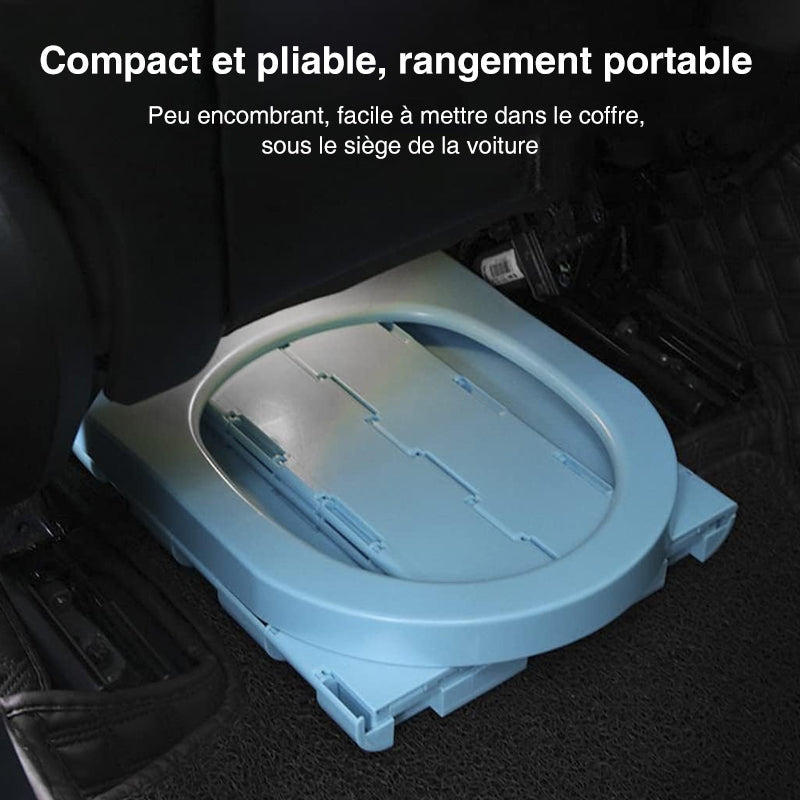Inodoro plegable esencial para kit de emergencia, camping y viajes inesperados. Preparación vital.