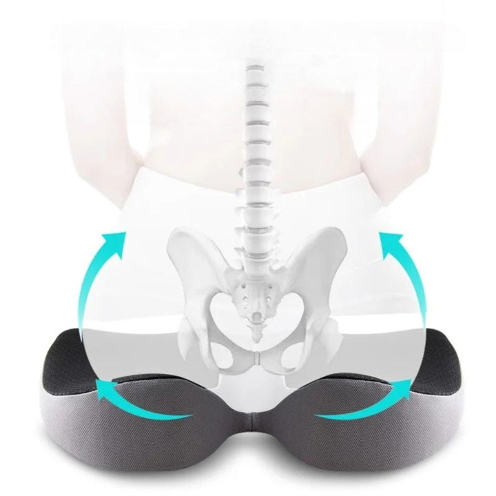 Cojín de asiento ortopédico antideslizante, ideal para coche y oficina. Ofrece soporte lumbar ergonómico y confort.
