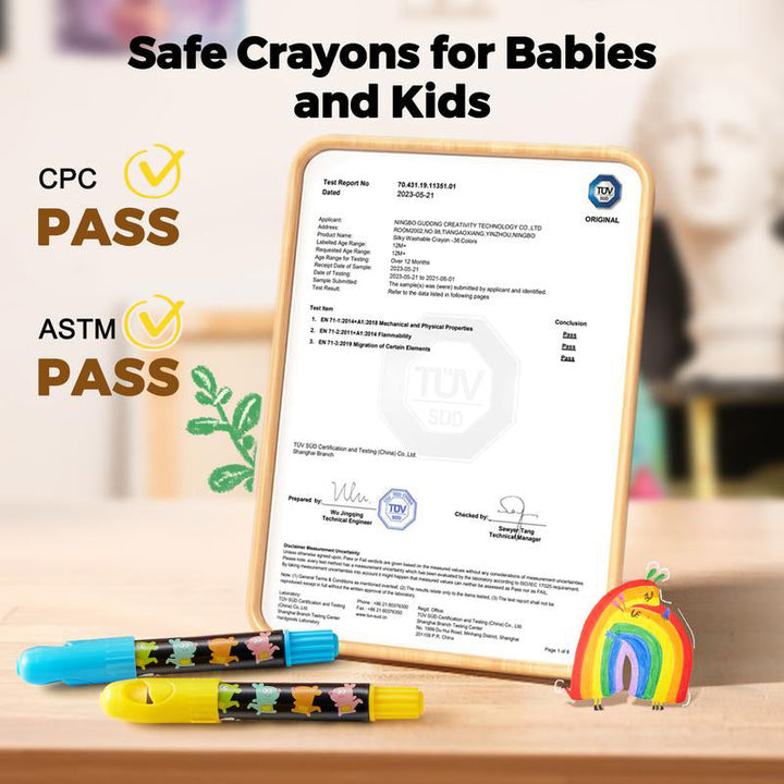 Kit de crayones jumbo lavables, promueve el arte y la creatividad segura en niños pequeños.