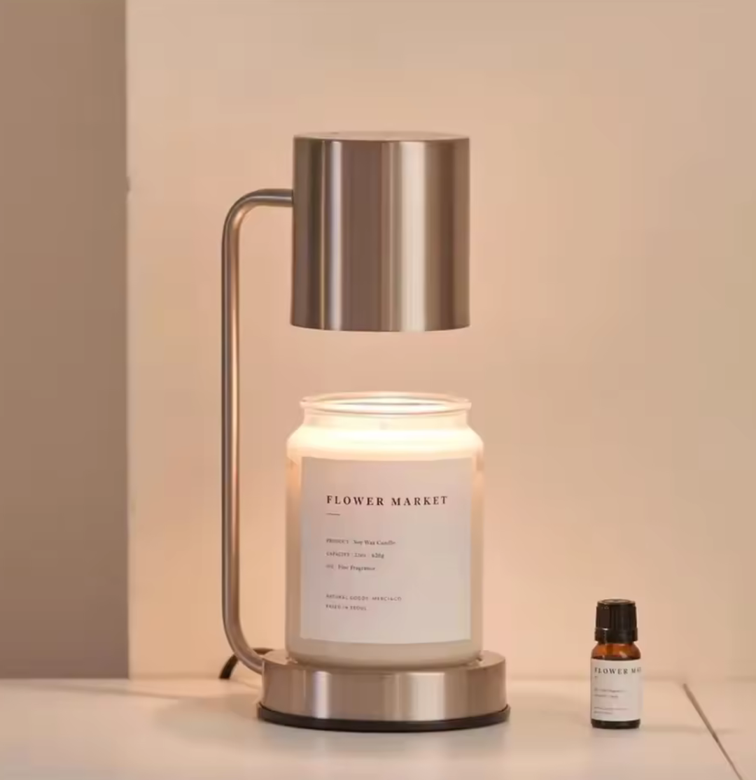 Elegante lámpara calentadora de velas. Disfruta de la fragancia de tus velas sin llama ni humo.