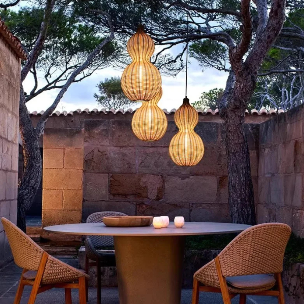 Lámpara para terraza IP65, estilo contemporáneo tejido, iluminación moderna y funcional.