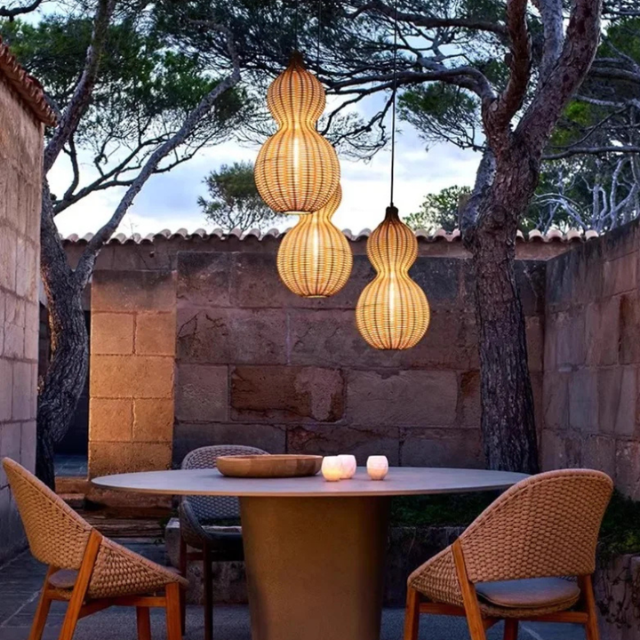 Lámpara para terraza IP65, estilo contemporáneo tejido, iluminación moderna y funcional.