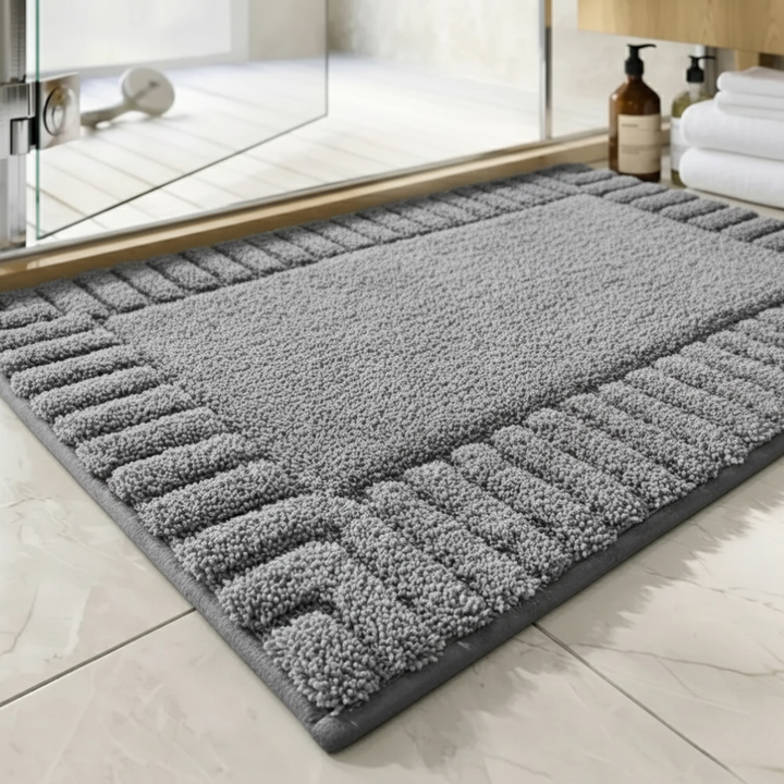 Alfombra de baño absorbente lavable, antideslizante, diseño raya minimalista, ideal para decoración hogar.
