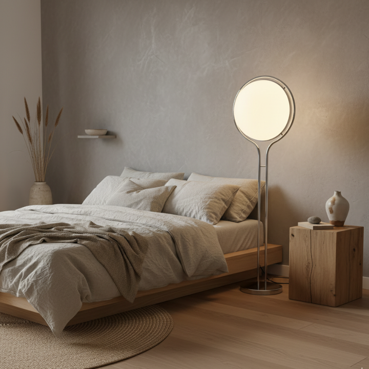 Lámpara de pie de diseño contemporáneo escandinavo, ideal para decoración moderna.