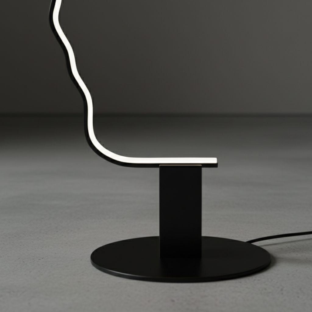 Escultura lámpara de pie con cara humana, diseño interior único. Iluminación LED moderna para espacios.