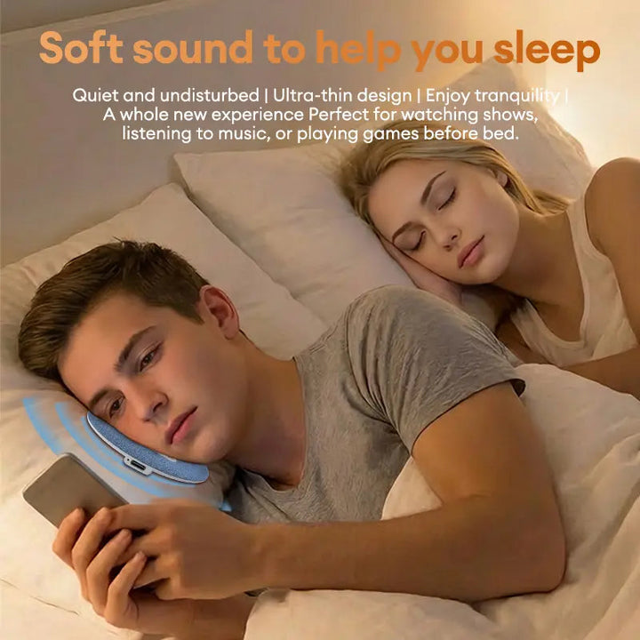 Almohada contorno ergonómico con altavoz Bluetooth, ideal para un sueño reparador y escuchar audio.
