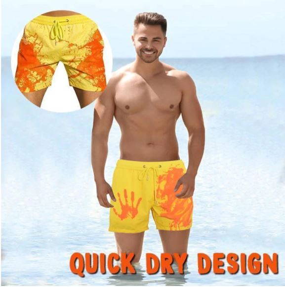 Shorts de baño cómodos de secado rápido con cambio de color. Ideales para natación, playa o piscina. Unisex.