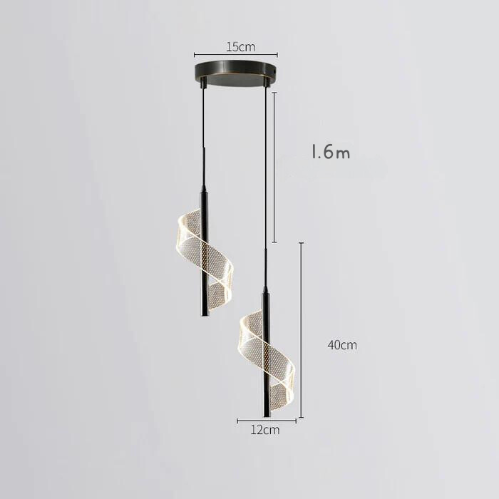 Colgante LED de diseño espiral para interiores, realza la estética de su comedor.