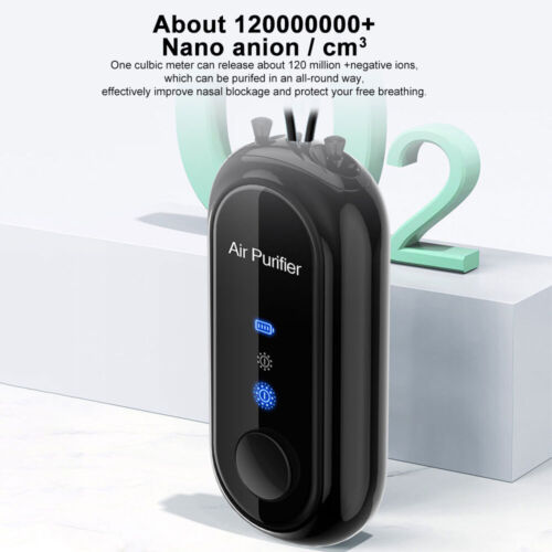 Collar purificador de aire wearable. Mantiene tu zona de respiración limpia con iones negativos, compacto y eficaz.