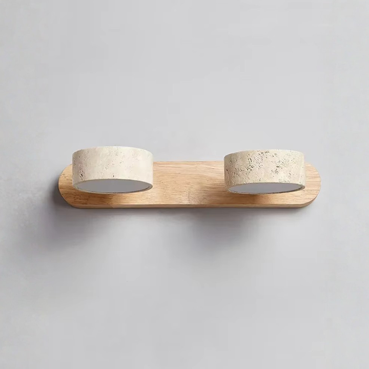 Aplique de pared Wabi Sabi, diseño Japandi con focos LED ajustables.