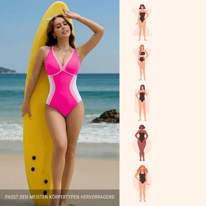 Elegante bañador una pieza moldeador de mujer, diseño con control de abdomen.
