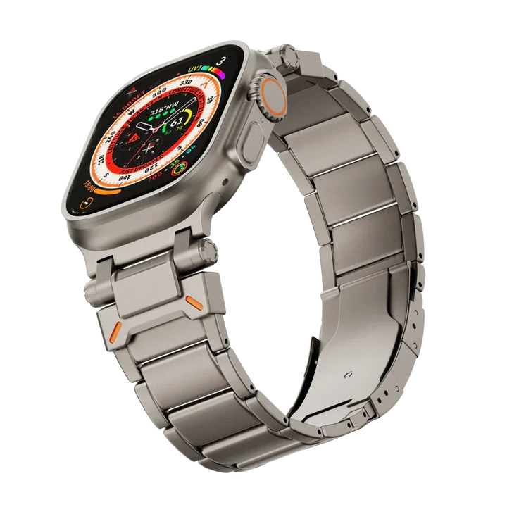 Correa de titanio gris mate para smartwatch, duradera, ligera y cómoda, estilo moderno.