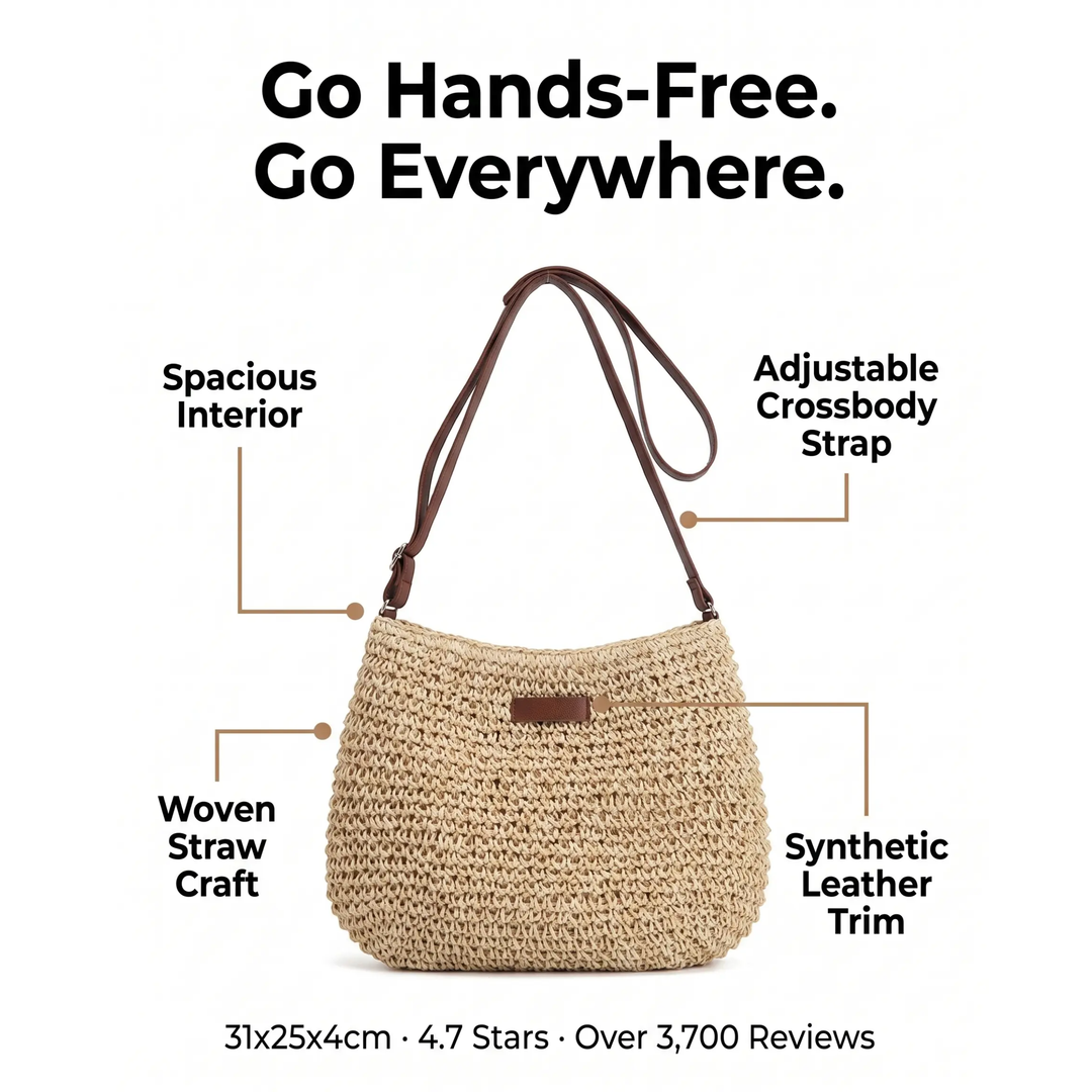 Bolso espacioso de estilo bohemio para mujer, perfecto para verano y atuendos casuales.