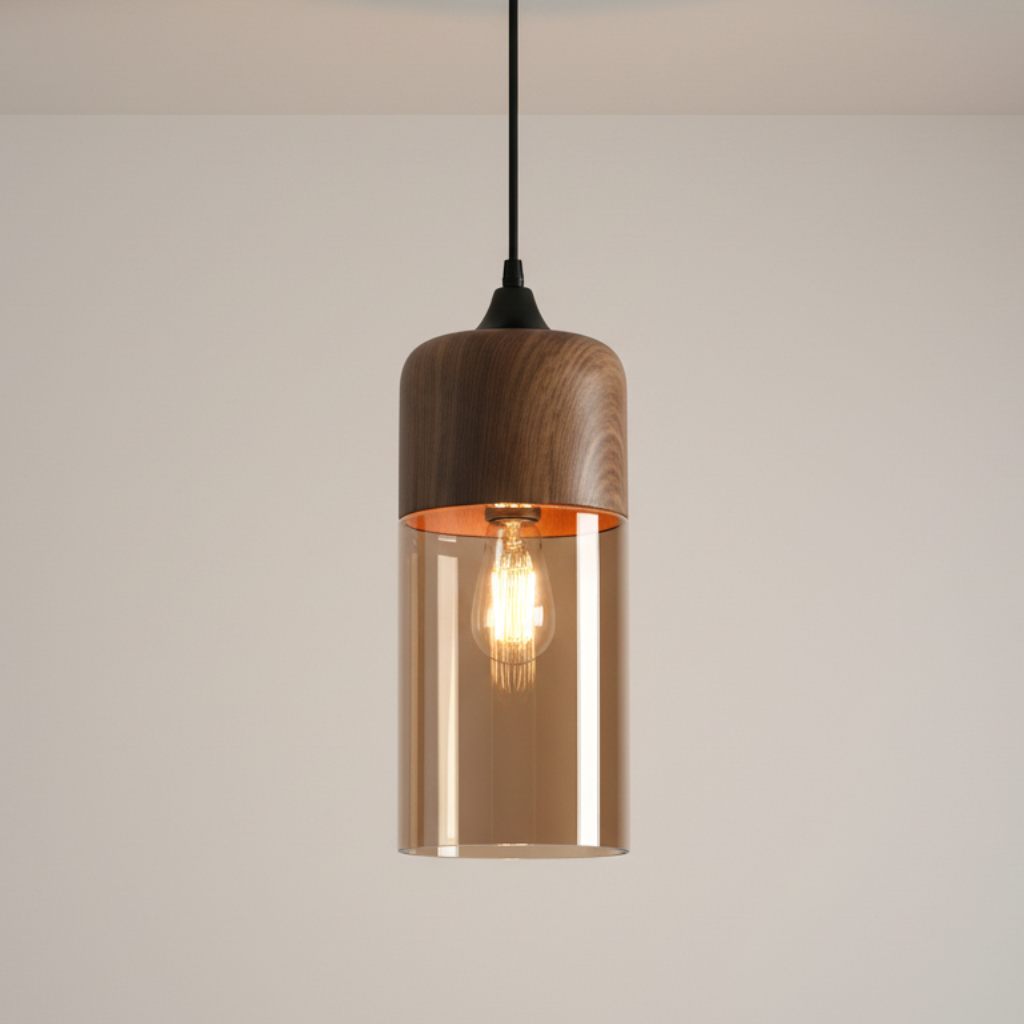 Lámpara colgante escandinava moderna, ideal para salón, con luz cálida.