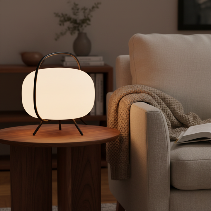 Lámpara de mesa portátil, diseño minimalista para cualquier interior contemporáneo.
