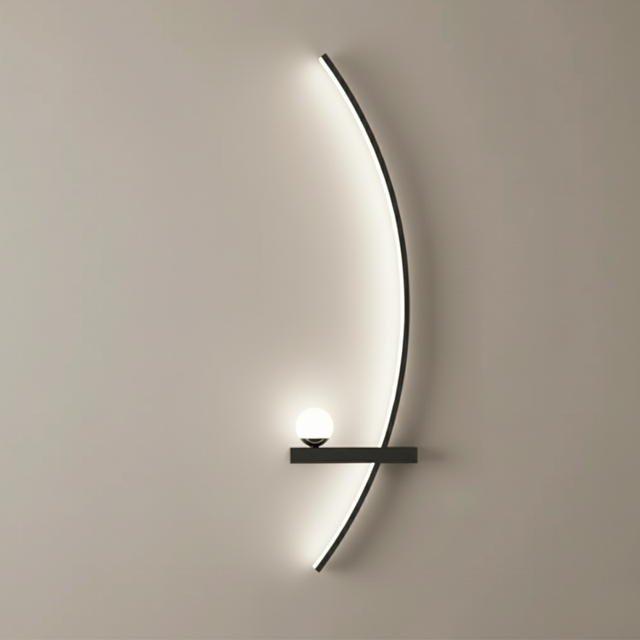 Aplique de pared LED, estilo contemporáneo, eficiencia energética, luz fría interior.