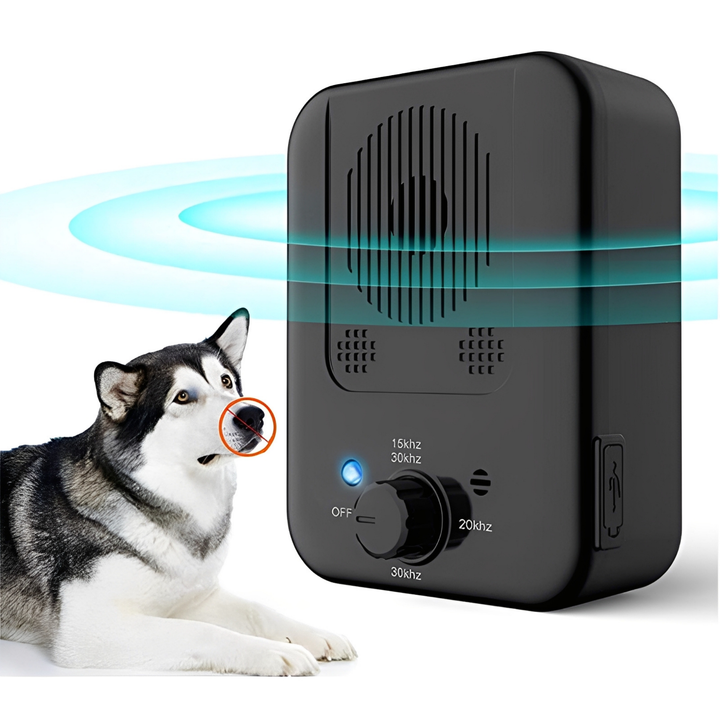 Adiestrador ultrasónico portátil anti-ladridos. Dispositivo para control de ladridos y entrenamiento de perros.