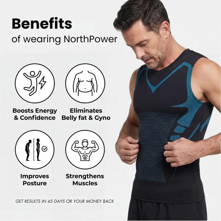Faja camiseta moldeadora discreta para hombre, ajuste slim bajo la ropa, compresión efectiva en abdomen.