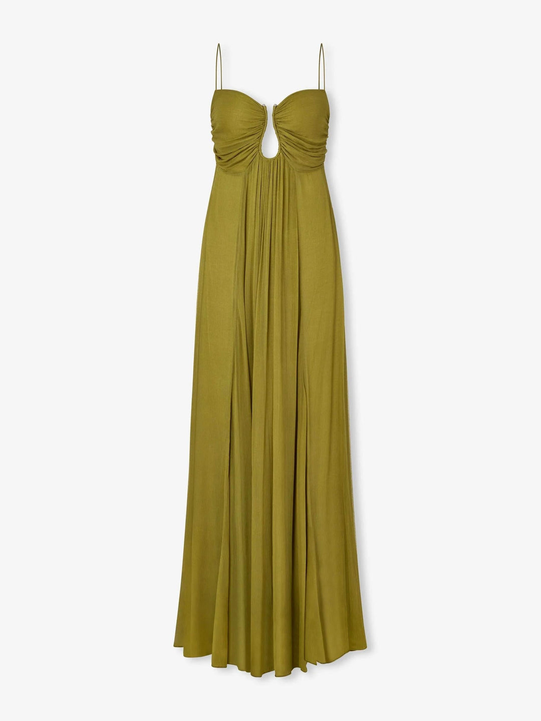 Vestido largo elegante de mujer con tirantes finos, cut-out y estilo veraniego. Ideal para eventos de fiesta.