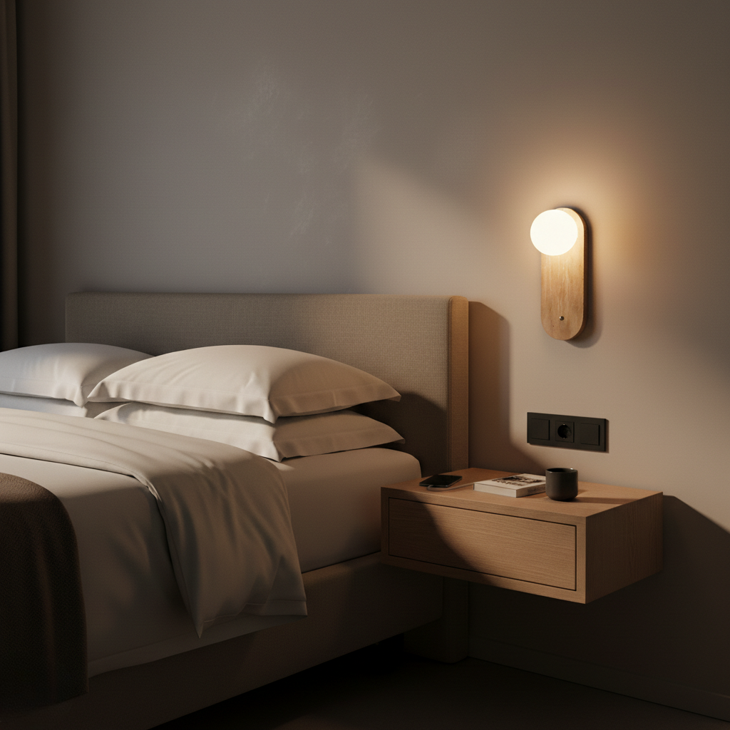 Lámpara de pared minimalista con luz LED cálida, diseño Wabi-Sabi que realza la decoración del hogar con encanto.