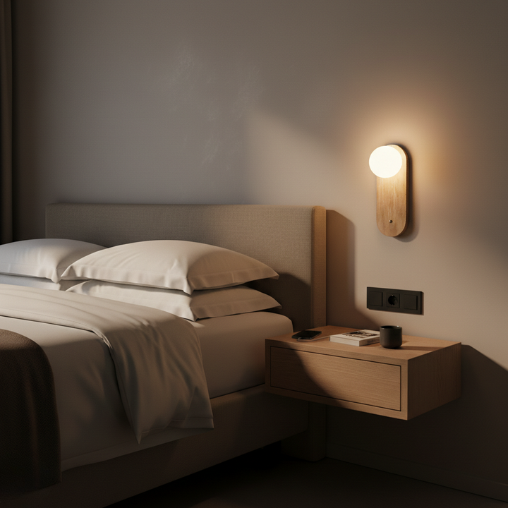 Lámpara de pared minimalista con luz LED cálida, diseño Wabi-Sabi que realza la decoración del hogar con encanto.