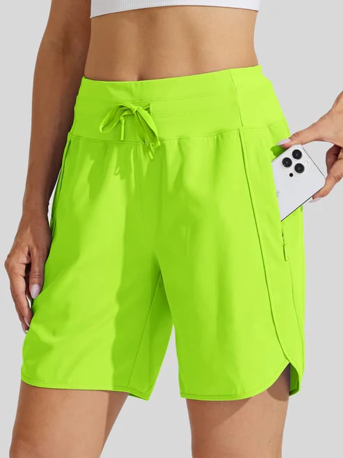 Short de verano para mujer, diseño cintura alta y cordón, con bolsillos. Fresco, casual y funcional.