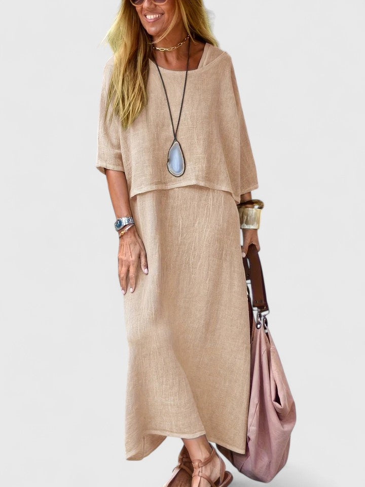 Conjunto elegante de dos piezas para mujer, ideal para eventos de moda y ocasiones especiales en verano.