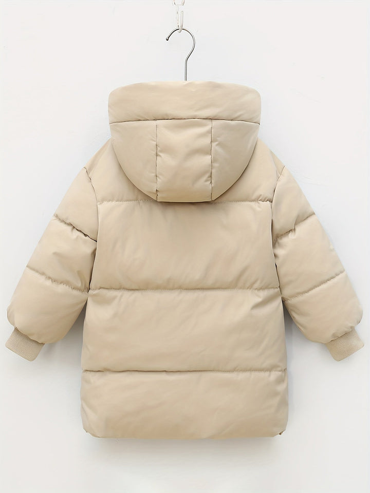 Chaqueta de invierno acolchada con capucha, diseño unisex para niños y niñas. Mantente abrigado.