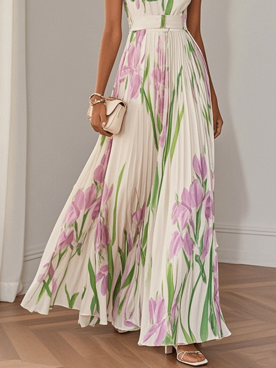 Vestido de verano floral bohemio fluido, fresco y cómodo para mujer.