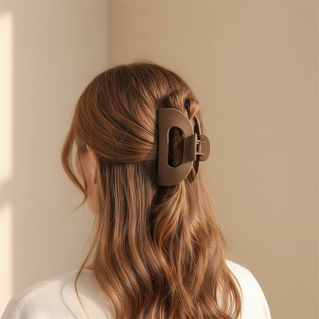 Pinza para cabello grueso de mujer, diseño elegante y antideslizante. Accesorio de moda de plástico duradero.