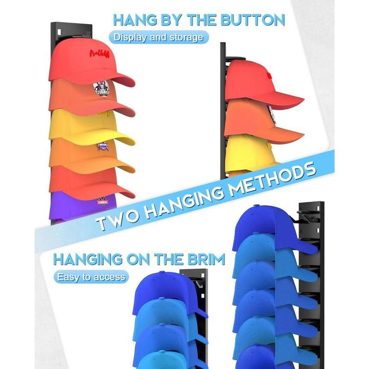 Organizador de gorras de béisbol de pared, mantiene tus sombreros ordenados y accesibles. Paquete doble para más espacio.