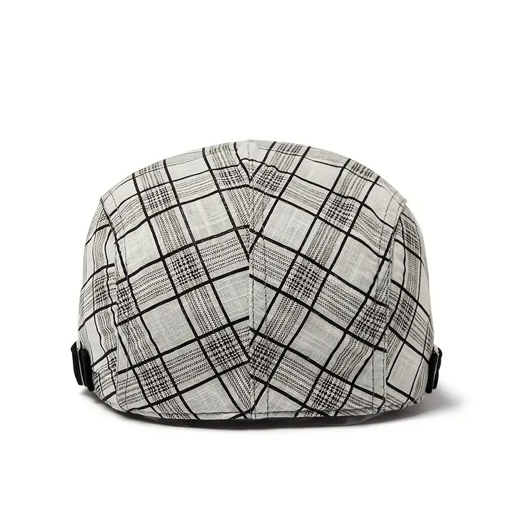 Gorra unisex de cuadros escoceses, ajustable, estilo vintage para un accesorio clásico y casual.