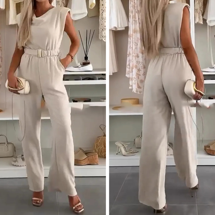 Mono de mujer moderno y cómodo con diseño drapeado, sin mangas, ideal para primavera verano.