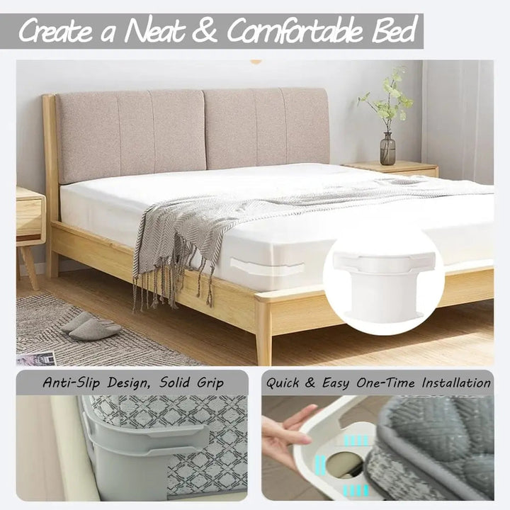 Juego de 4 clips de sábanas resistentes para una sujeción segura y antideslizante en tu cama de dormitorio.
