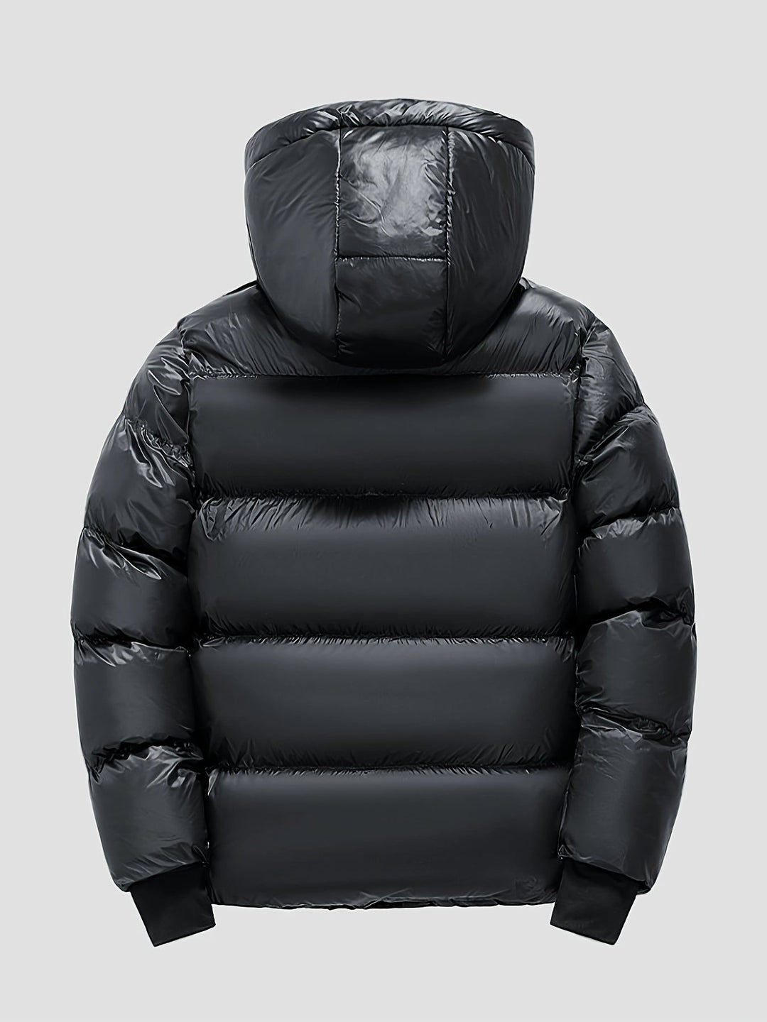 Chaqueta puffer cálida de invierno para hombre, diseño holgado con capucha, perfecta para el frío exterior.