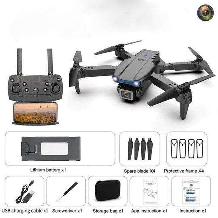 Tecnología avanzada en drone 4K UHD con cámara dual para grabaciones aéreas profesionales de alta calidad.