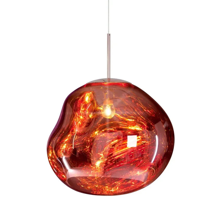 Lámpara colgante contemporánea con efecto lava. Pieza de diseño para decoración moderna en salas, comedores o estudios.