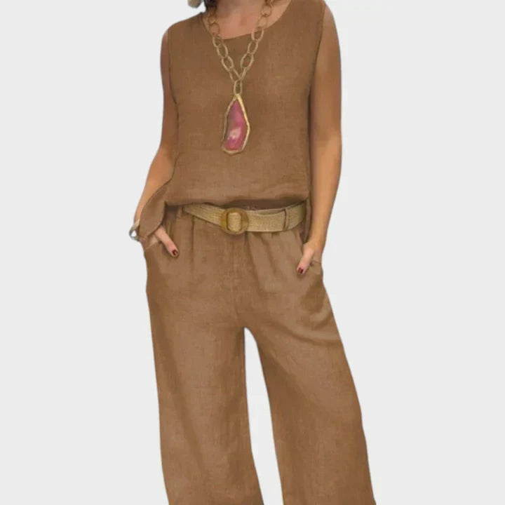 Conjunto de verano boho para mujer, dos piezas frescas y elegantes, ideal para moda femenina casual.
