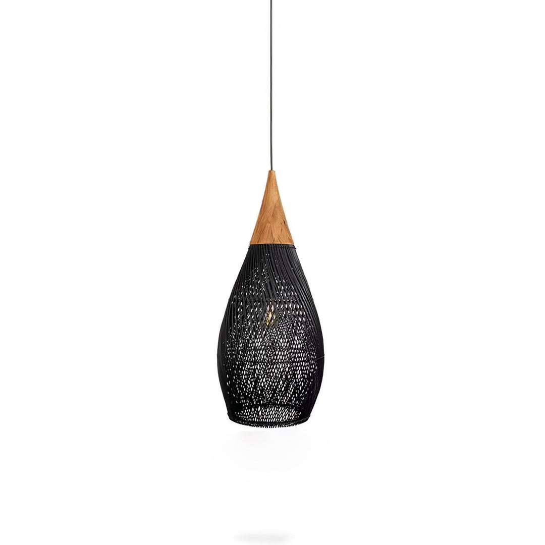 Luz colgante bohemia y moderna, trenzada, realza la decoración de tu sala.